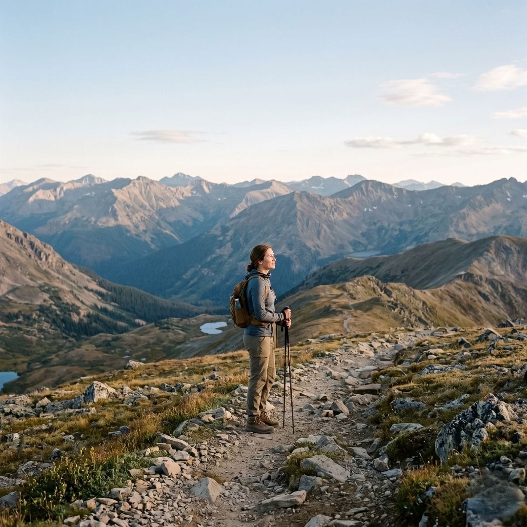 A person enjoying a mountain view, signifying the freedom and peace found after mastering impulse control.